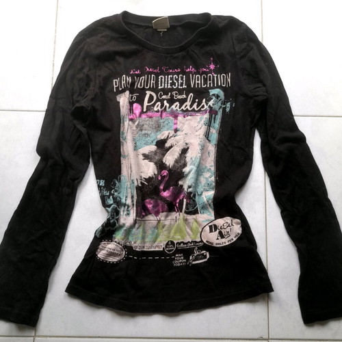 Diesel Y2K original women's long-sleeved top like new, black multicolor
