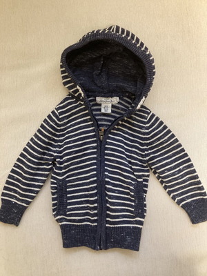 H&M hooded cardigan for boy 18-24 months, blue and white