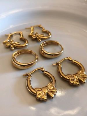 Stainless steel gold-colored hoop earrings 304 grade, new