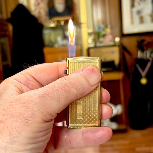 Ronson VARAFLAME electronic gas lighter gold plated like new