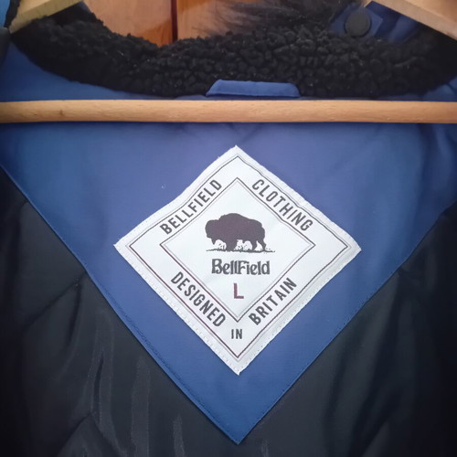 Jacket with fur hood thick for winter like new, blue