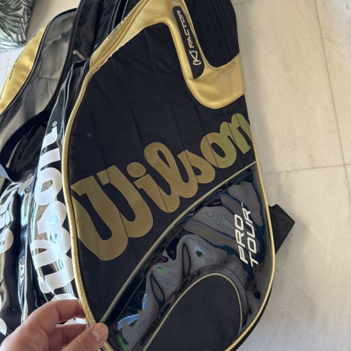 Wilson K Pro Tour Super Six Tennis Bag like new, black and gold