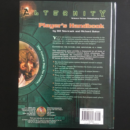Alternity Player's Handbook Sci-Fi RPG 1998 like new