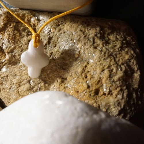 Collectible Cycladic marble and stone cross pendant, handmade
