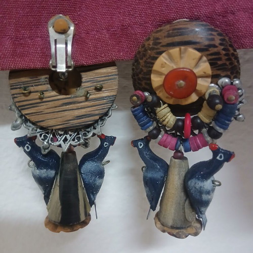 Vintage handmade earrings, ethnic boho style