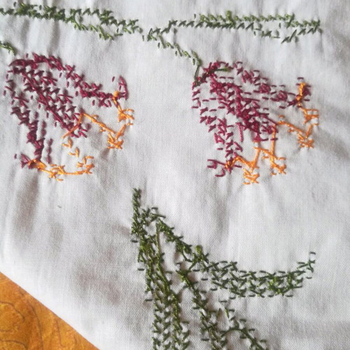 Tablecloth sugar color with cross-stitch and crochet lace like new