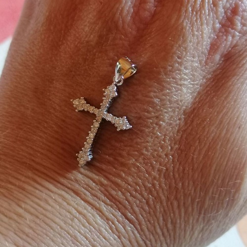 Silver 925 Cross with White Zircons new