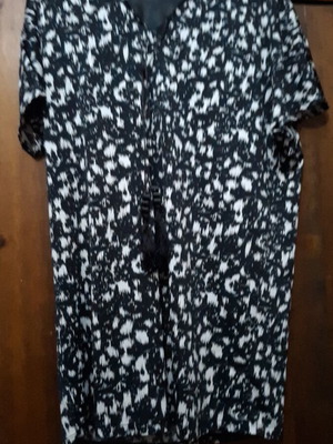 Tunic dress large size, like new, black and white with tassels, Mango