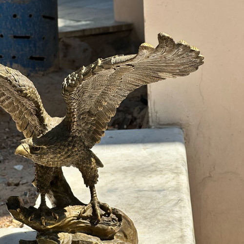 Brass eagle statue used with open wings