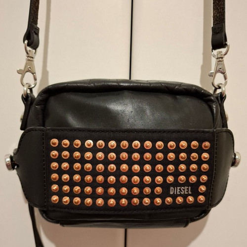 Diesel vintage Y2K black leather crossbody bag with studs used