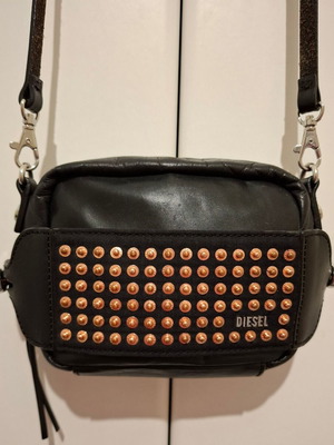 Diesel vintage Y2K black leather crossbody bag with studs used