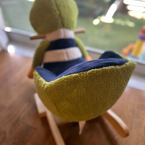 Rocking frog with seat like new, wooden base