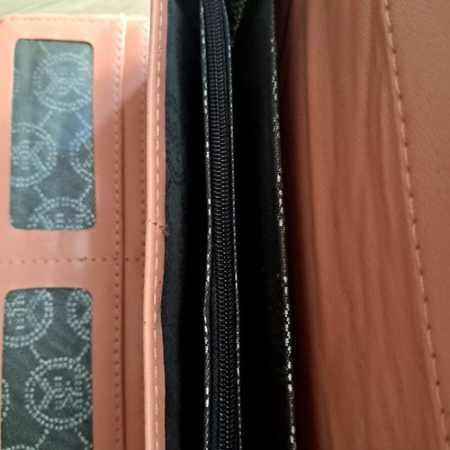 Michael Kors pink leather wallet like new with gold letters