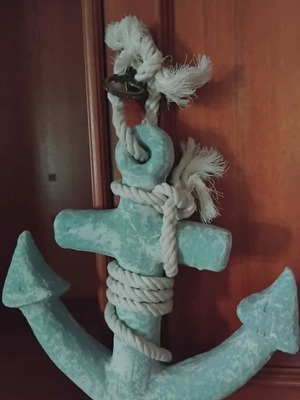 Decorative anchor made of compressed paper like new, 28 cm height