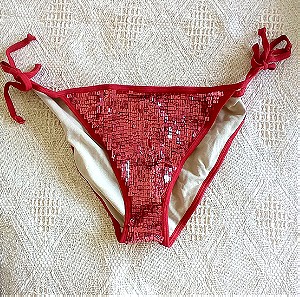 Victoria's Secret string bikini bottom κόκκινο με παγιετες, Large.
