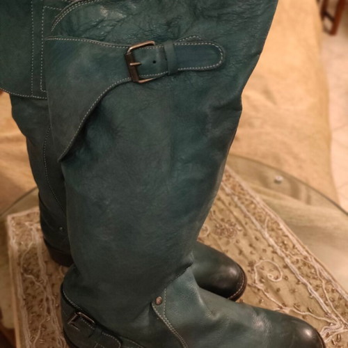 Diesel vintage leather boots used, petrol color, size 40
