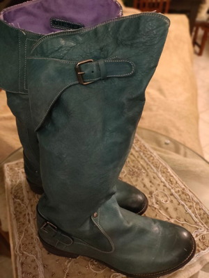 Diesel vintage leather boots used, petrol color, size 40