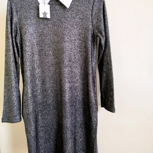 Dress new gray lame with thin fleece lining size M