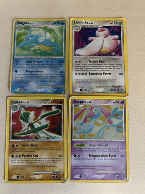 Pokemon cards used, set of 4 collectible