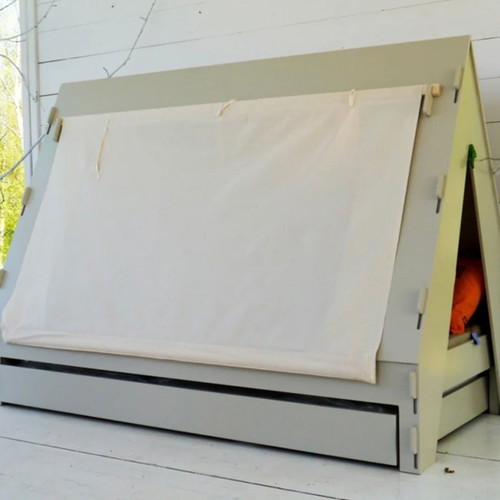 Tent Bed children's bed by Mathy by Bols, grey pine wood