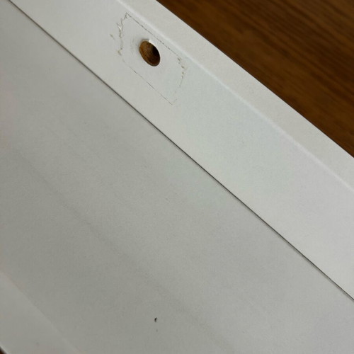 White shelf for frames used, from IKEA, 115cm x 9cm