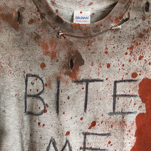 Bite Me Bloody Muddy Distressed Ripped T-shirt with Sleeves Daryl Dixon