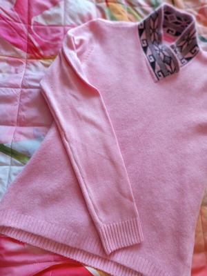 Wool Sweater Size S New Pink With Unique Collar