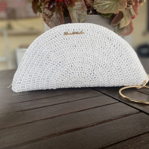 Tsanta Harma handmade white lined clutch bag with inner pocket