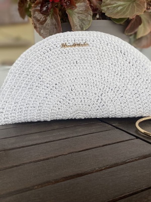 Tsanta Harma handmade white lined clutch bag with inner pocket