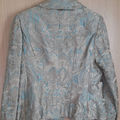 Brocade jacket spring like new, beige and turquoise