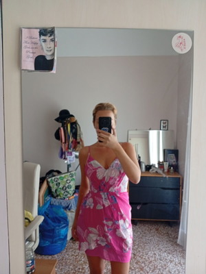 Sexy pink and white dress, size M