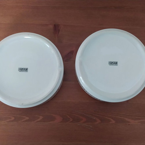 Warsteiner beer ceramic ashtrays used, set of 2, 14.5 cm diameter
