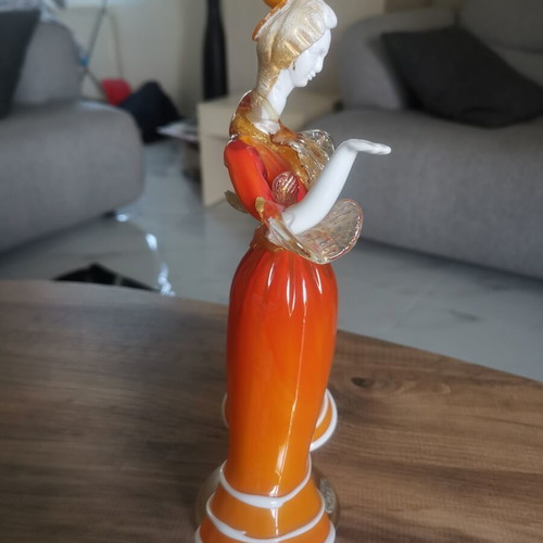 Murano glass female figure, handmade Italian vintage