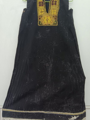 Traditional collectible wool dress with yellow collar used