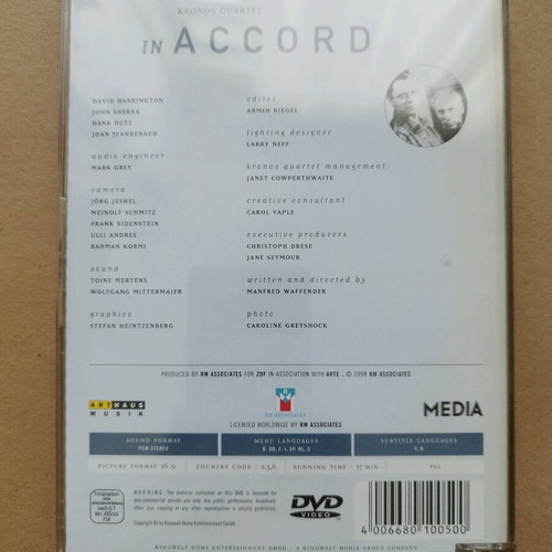 Kronos Quartet In Accord DVD like new, collectible