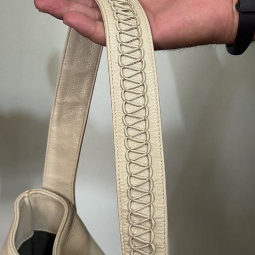 Callista Crafts Leather Hobo Shoulder Bag cream beige used