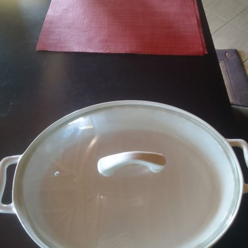 Porcelain Roasting Pan with Transparent Lid new, German white