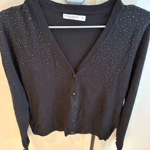 Black cardigan with rhinestones one size new