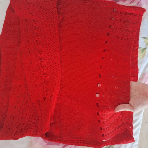 Sarah Lawrence red knitted openwork sweater, size M