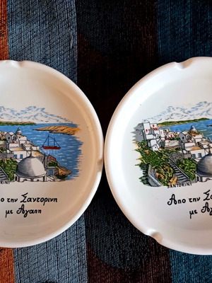 Τασάκια από τη Σαντορίνη σαν καινούργια, σετ 2 μεγάλα