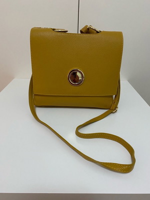 Leather hand bag new, yellow