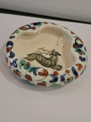 Vintage Ikaros Icaros Greek pottery ashtray used, broken glued