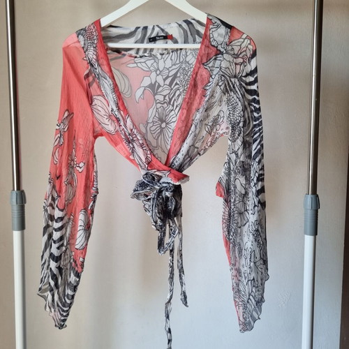 Toi&Moi silk blouse, colorful, boho wrap shirt
