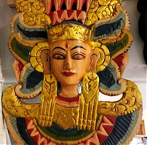 Ινδική θεότητα σε μορφή μάσκας από ξύλο χειροποίητη ζωγραφιστή