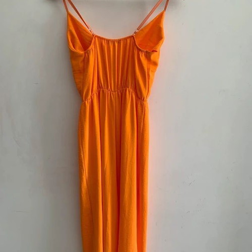 Jumpsuit size S like new, orange, elastic waist