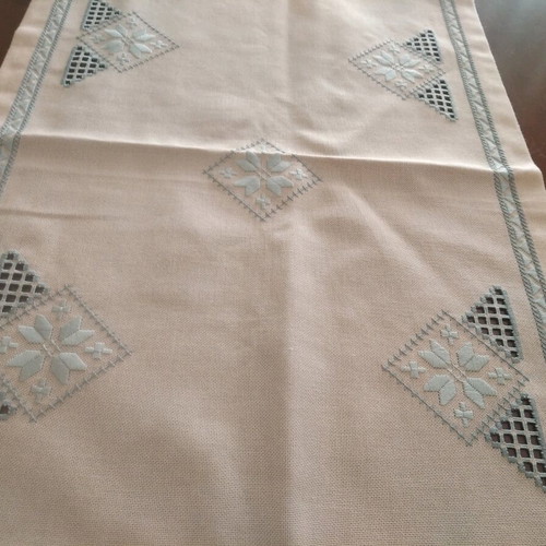 Lefkaritiko embroidery set with blue thread, handmade, new