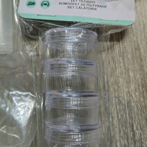 Jars and lip balm cases with stickers, new set
