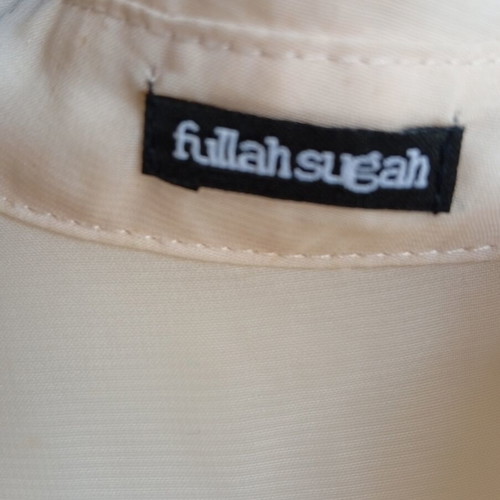 Fullah Sugah sleeveless asymmetric chiffon tunic shirt used, beige, size S