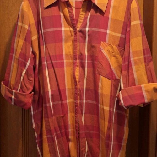 Ulla Popken plus size checked shirt used, red and orange