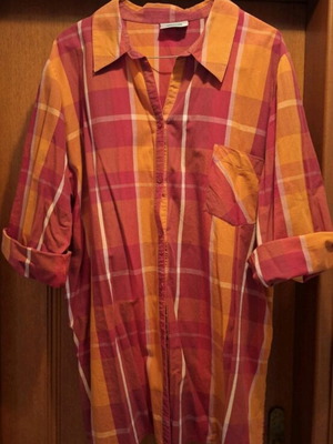 Ulla Popken plus size checked shirt used, red and orange